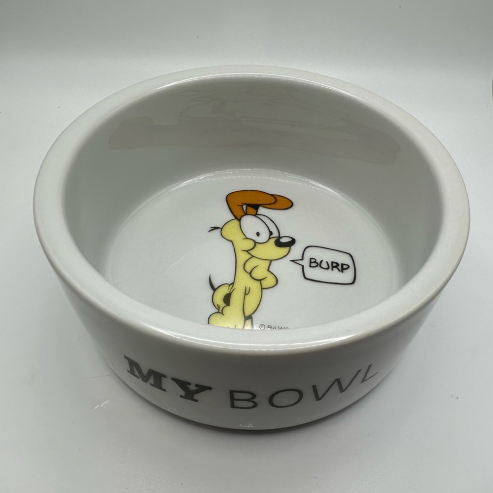 Sweet GARFIELD ODIE 5" Stoneware Dog Dish MY BOWL Burp